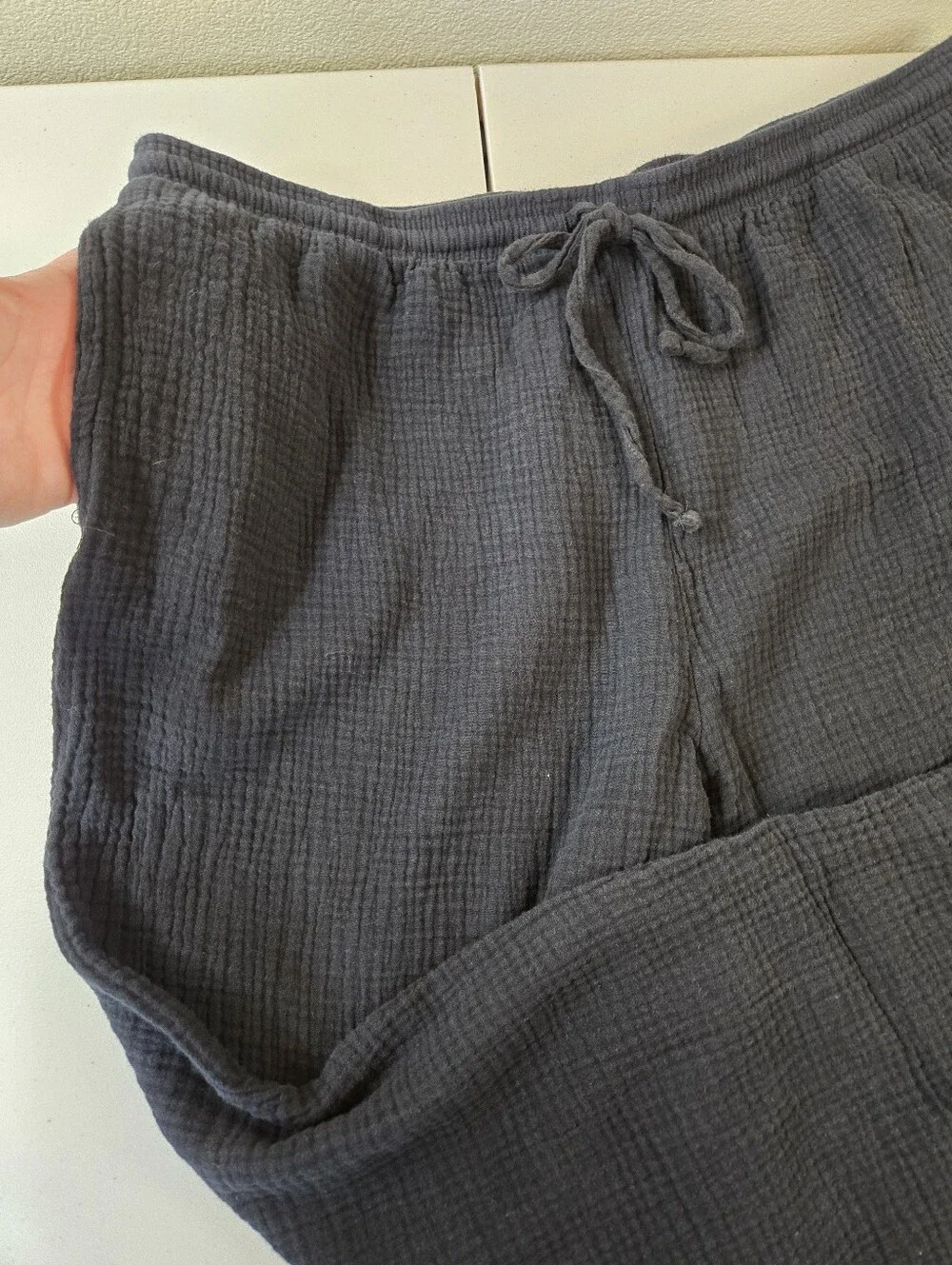 Jessica Simpson Cotton Gauze Cropped Lounge Pants Black Size XL